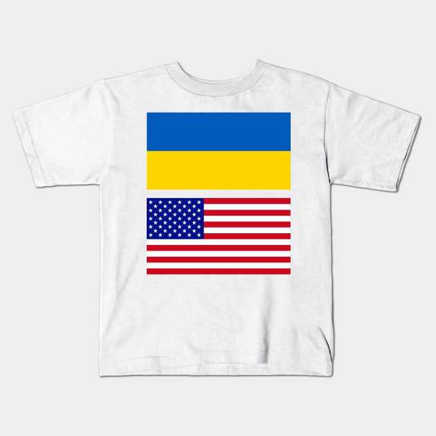 America and Ukraine Flag Kids T-Shirt by Islanr